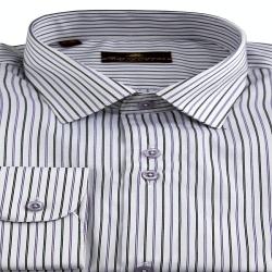 Мужская сорочка sw59-03 белая с черным и сиреневым